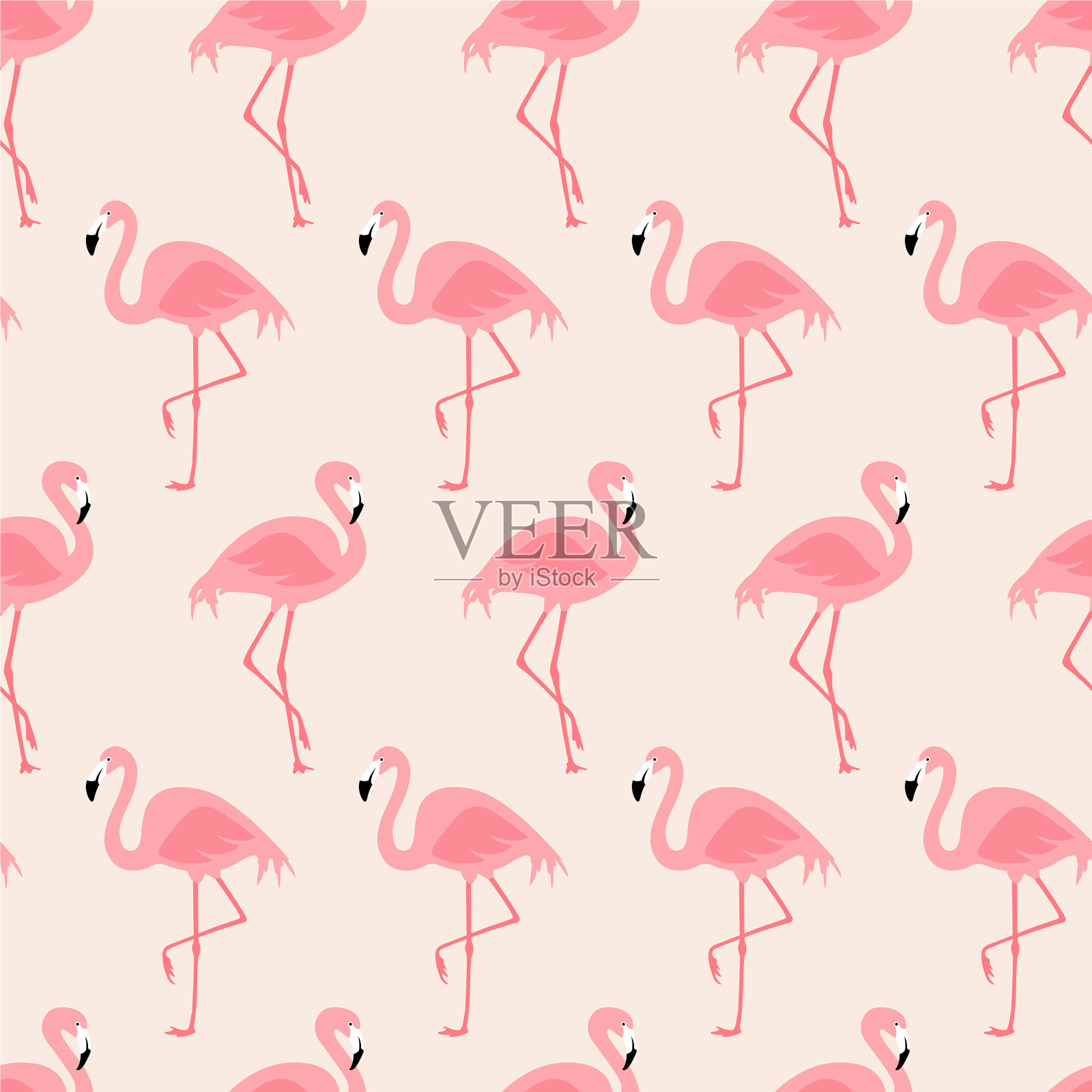 无缝模式与火烈鸟插画图片素材
