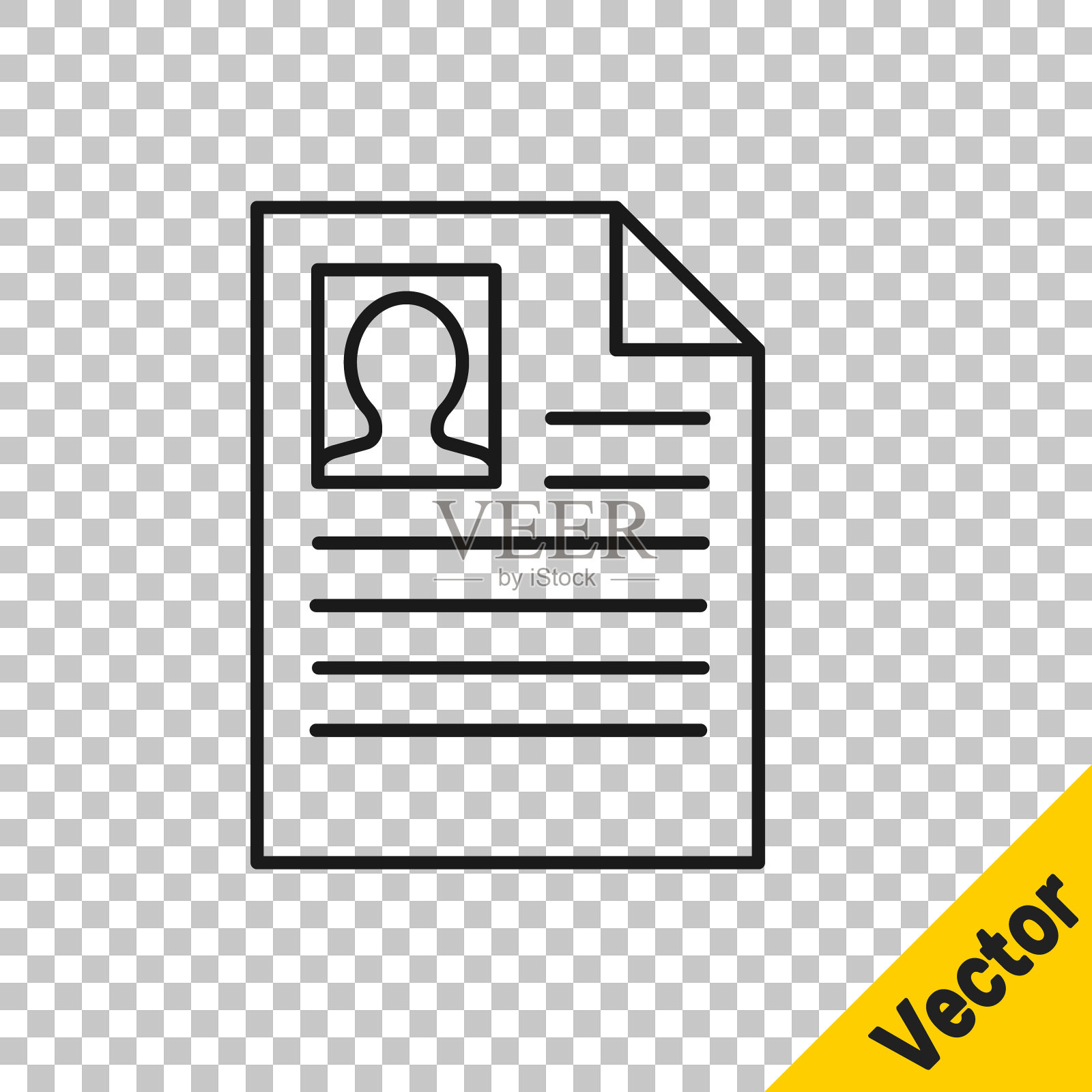 黑线恢复图标隔离在透明背景上。简历的应用程序。寻找专业人员。分析人员的简历。矢量图插画图片素材