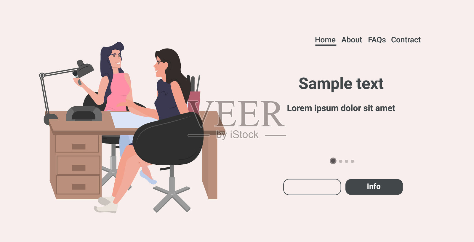 在美甲沙龙接受美甲师的女人设计模板素材