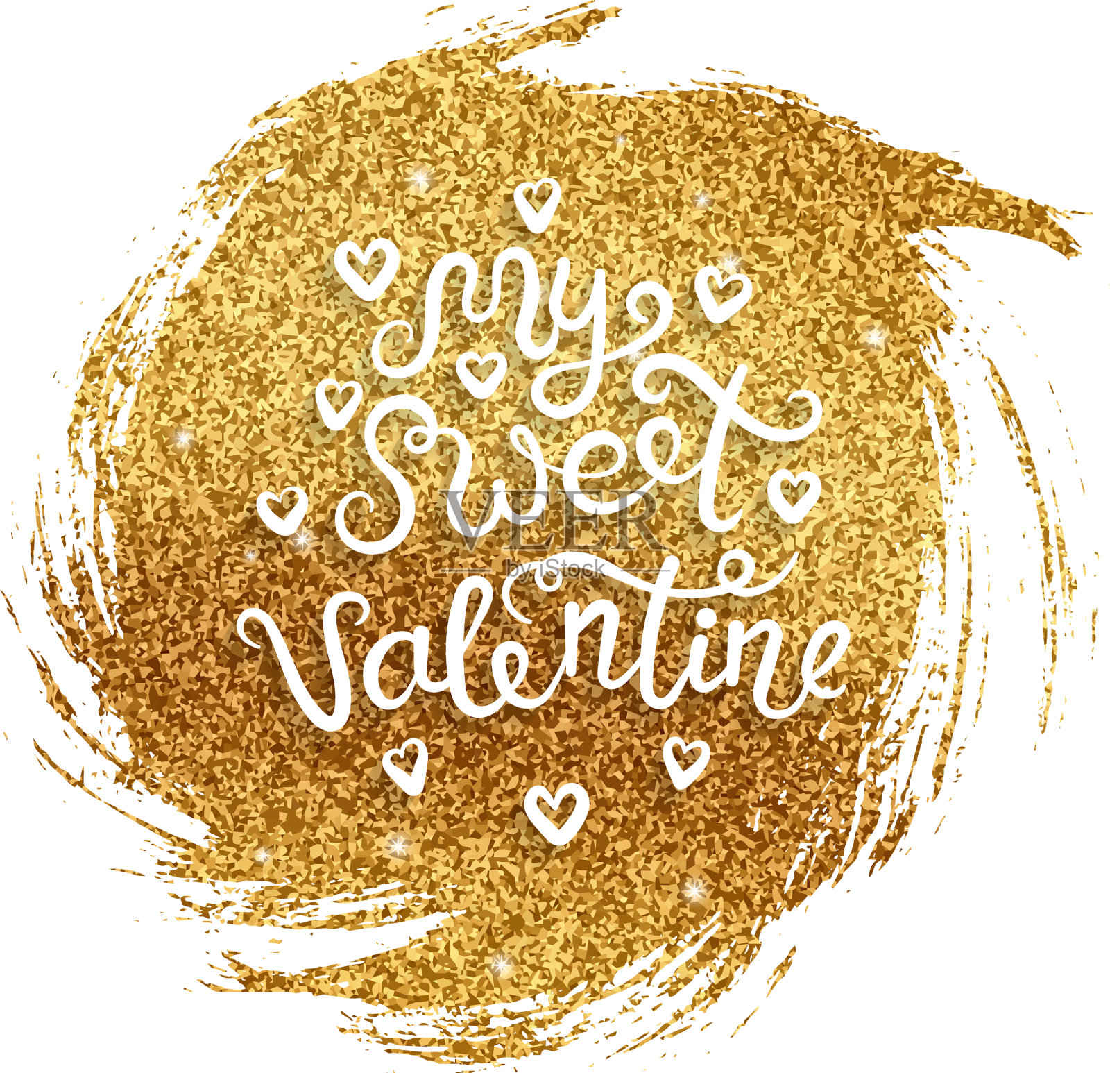 情人卡用金色的闪光笔触插画图片素材