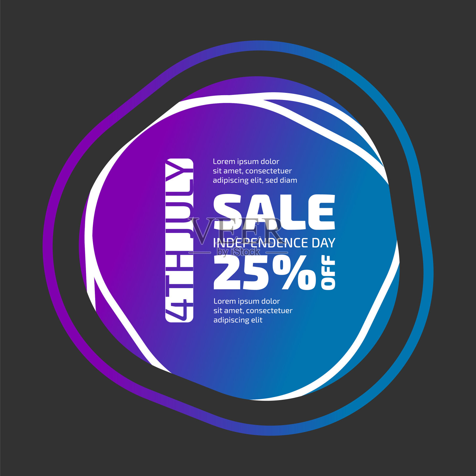 7月4日特价横幅彩色徽章插画图片素材