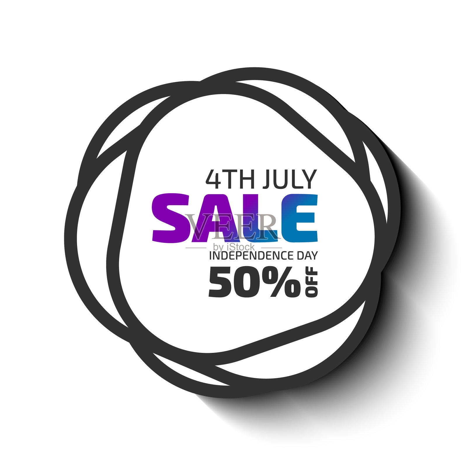 7月4日销售横幅黑色形状徽章插画图片素材