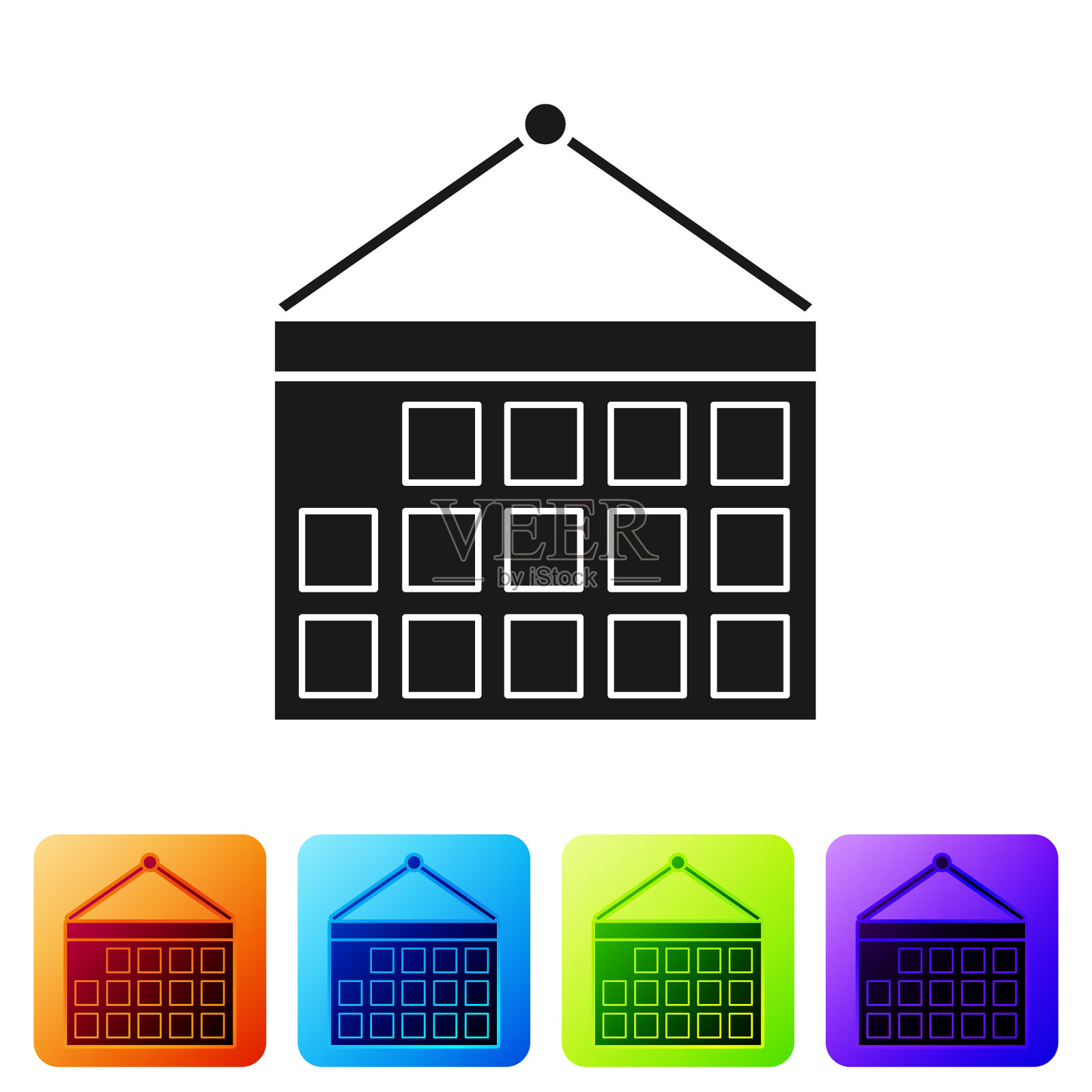 黑色日历图标孤立在白色背景上图标素材