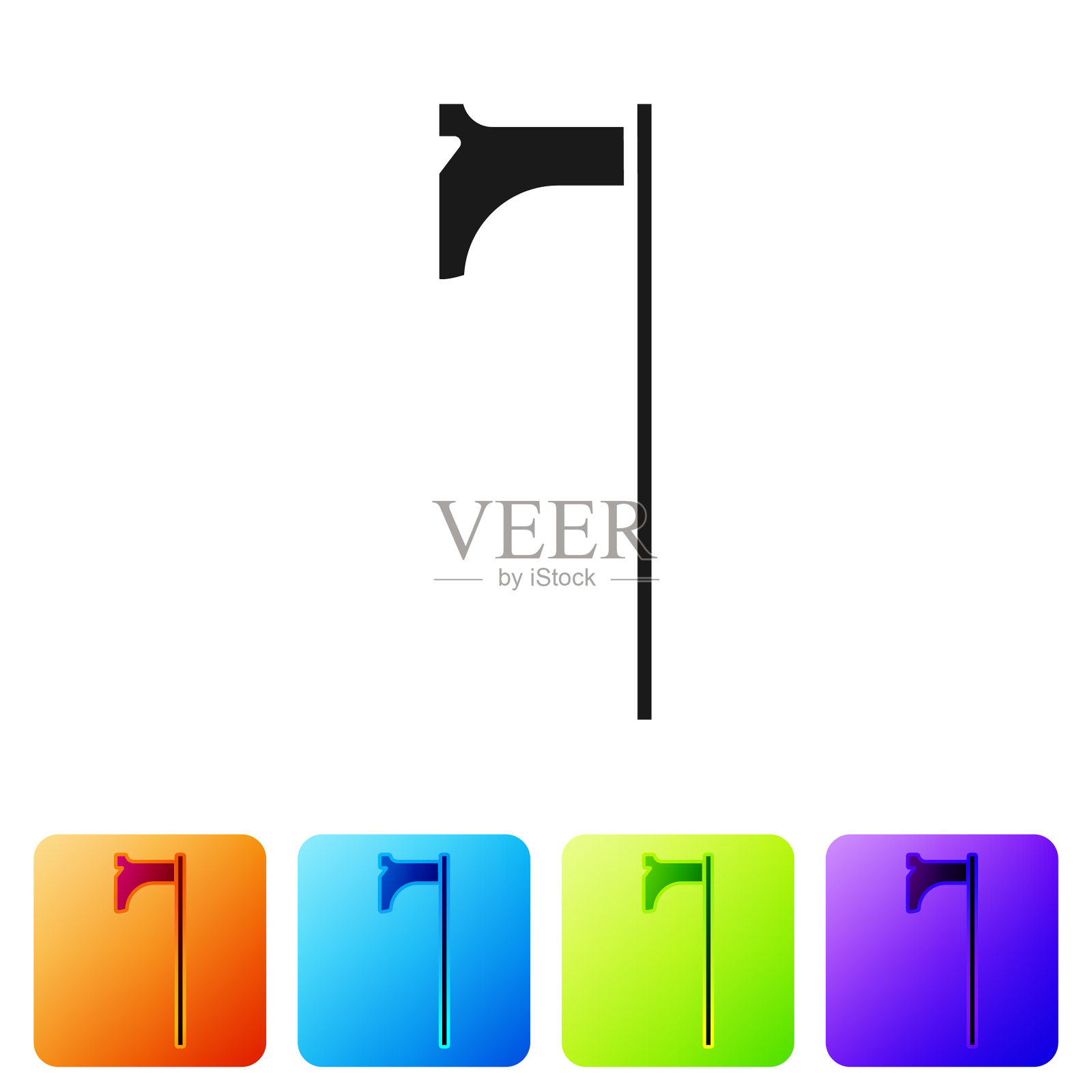 黑色中世纪斧头图标孤立在白色插画图片素材