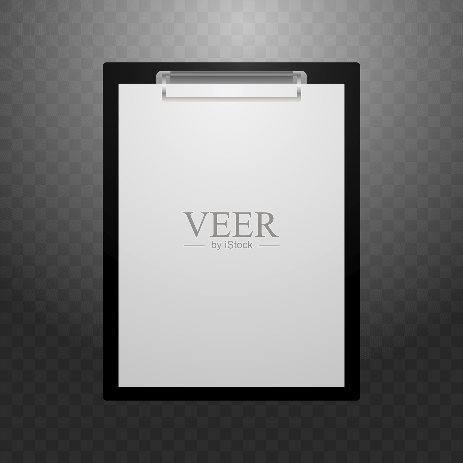 用白纸书写的写字板。在黑色背景上有渐变的书写板。矢量插图。股票的照片。插画图片素材