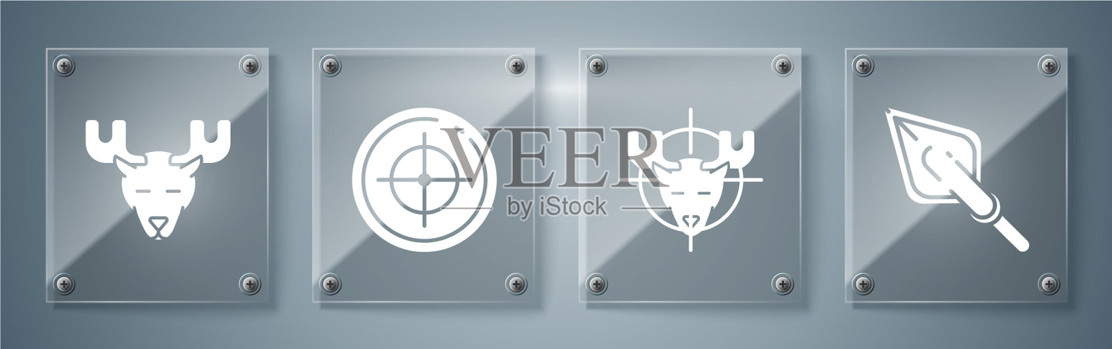 用时髦的箭尖在驼鹿上狩猎图标素材