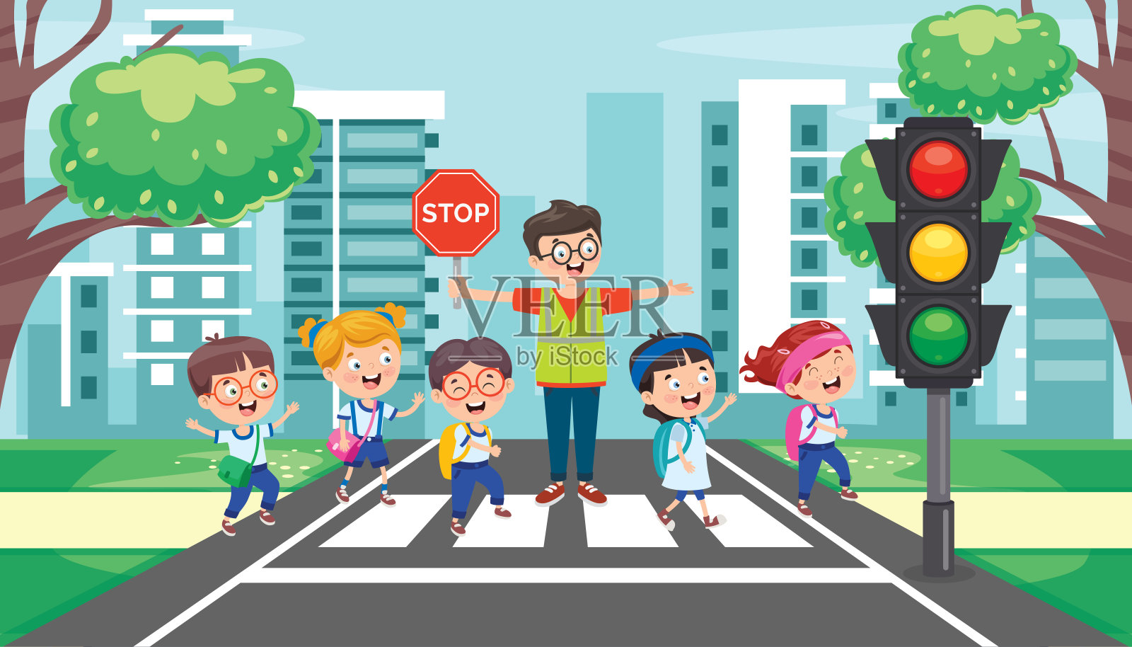 交通概念与有趣的人物插画图片素材