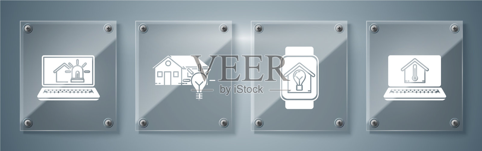 设置笔记本电脑与家居温度智能手表图标素材