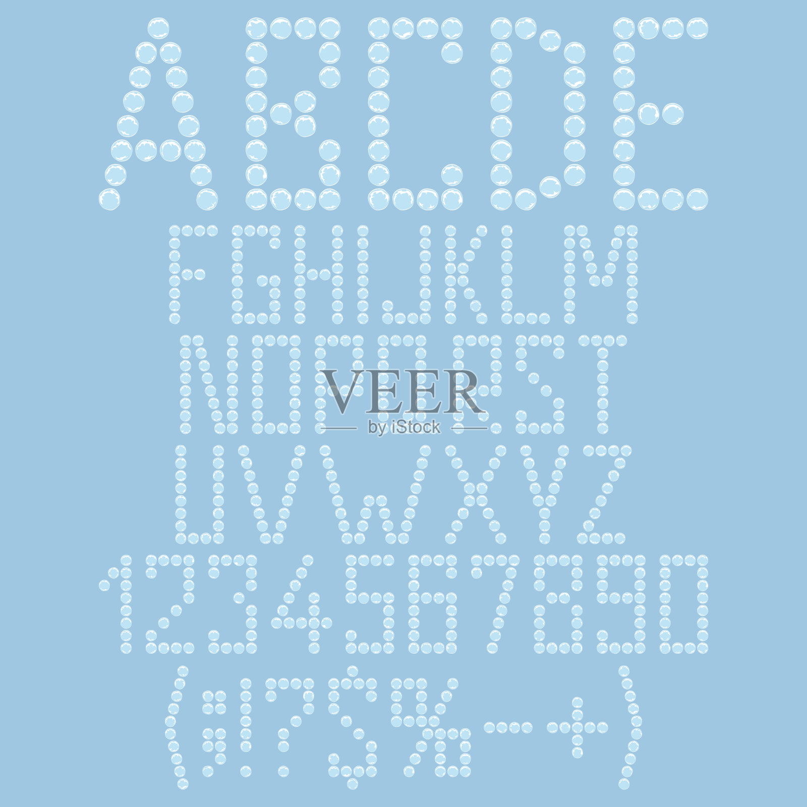 塑料气泡字母数字符号，包装气泡膜隔离对象集插画图片素材