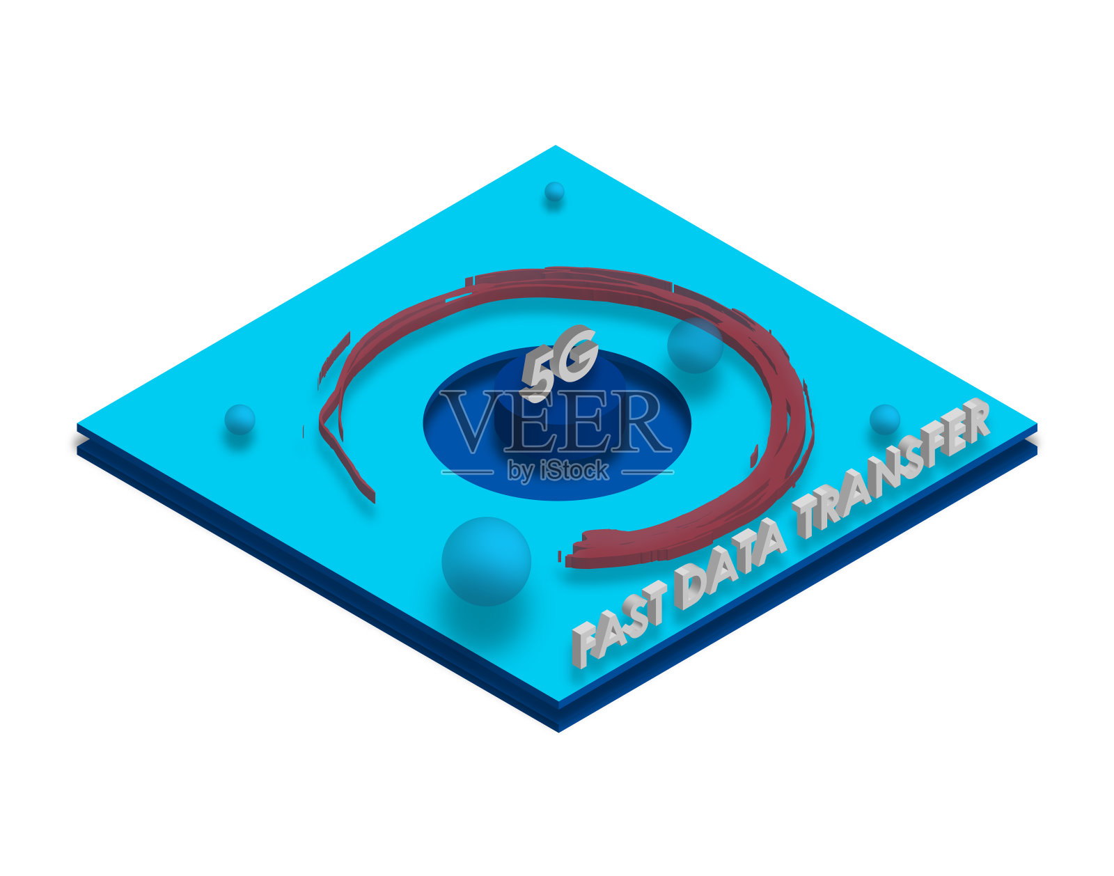 5 g等距。新技术优势，数据传输快。强大的网络信号。白色上的矢量插画图片素材