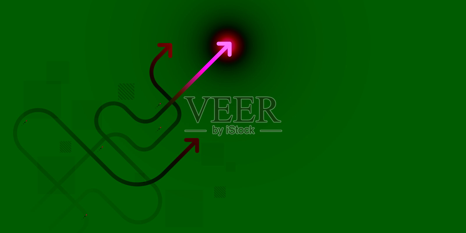 抽象的光箭头向上的方向在深蓝色的背景与复制空间插图，商业领袖的概念。插画图片素材