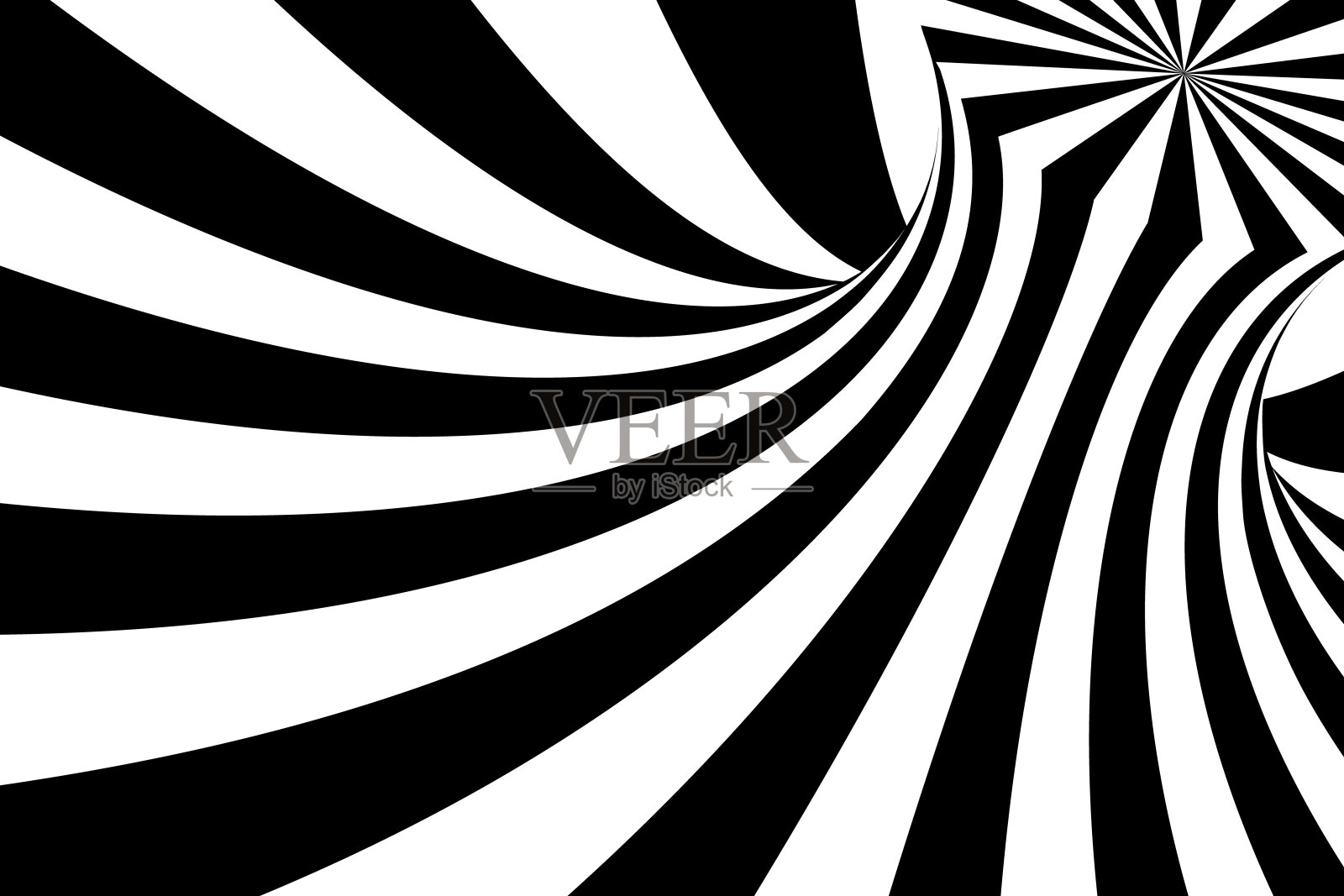 带条纹的矢量抽象插图。时尚的3d背景在op艺术风格，视觉错觉。长水平横幅插画图片素材