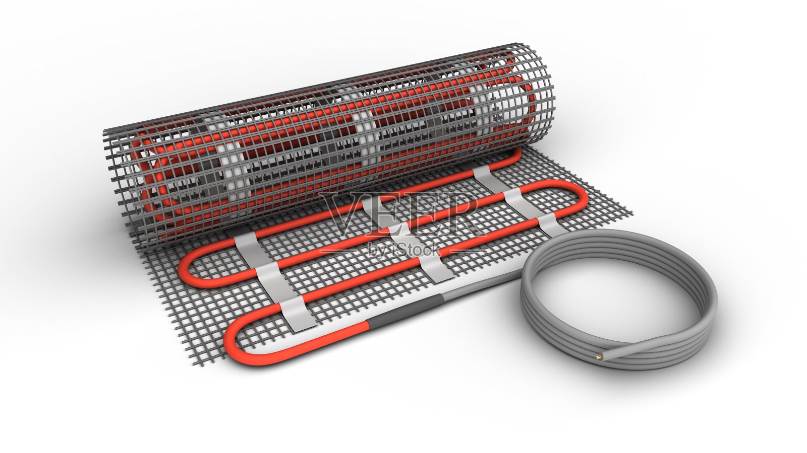 有电缆的地暖系统。3 d渲染。照片摄影图片