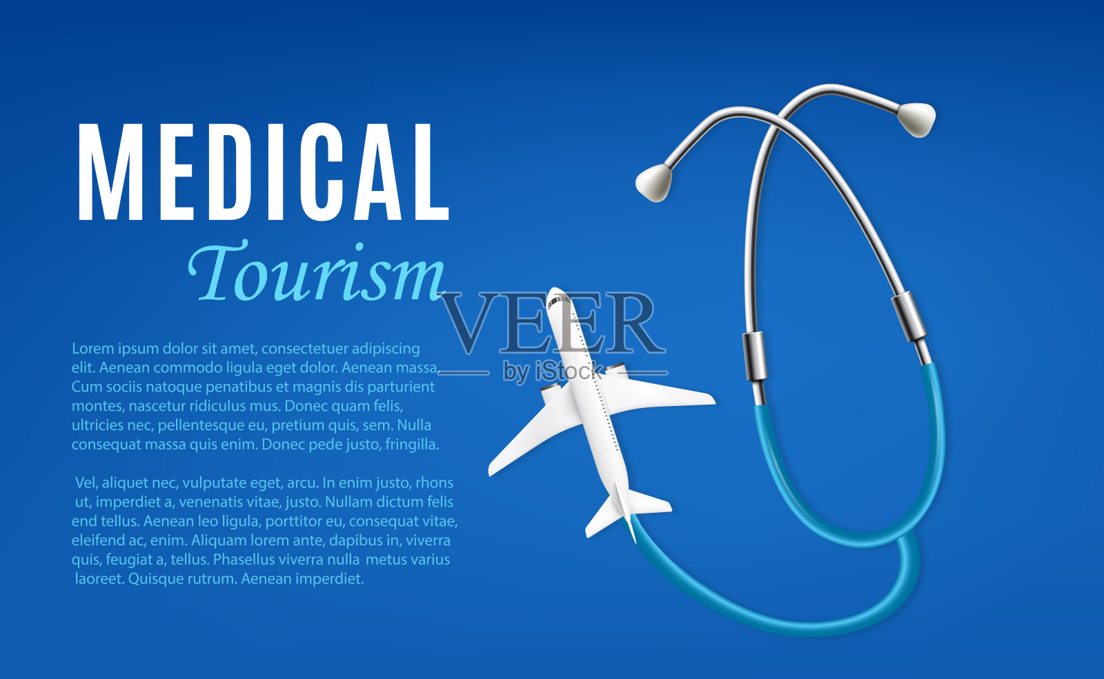 医疗旅游横幅模板与平面，现实的矢量插图。插画图片素材