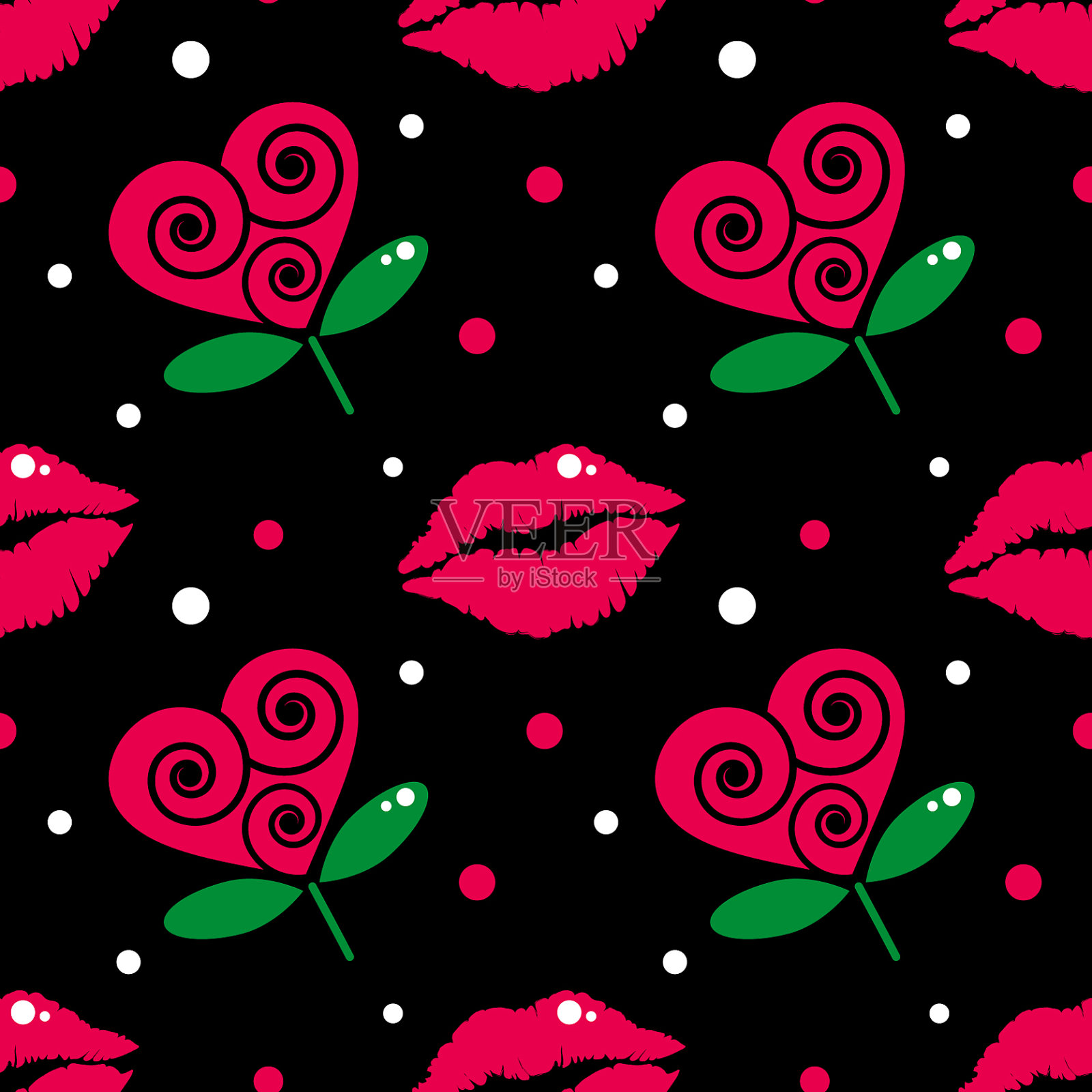 无缝图案与花的形状插画图片素材