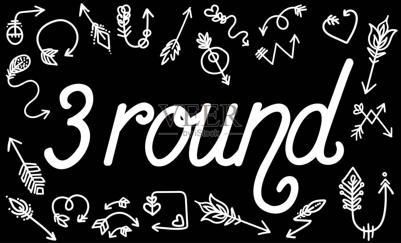 第三轮，水平与涂鸦的黑色海报背景的比赛或游戏插画图片素材