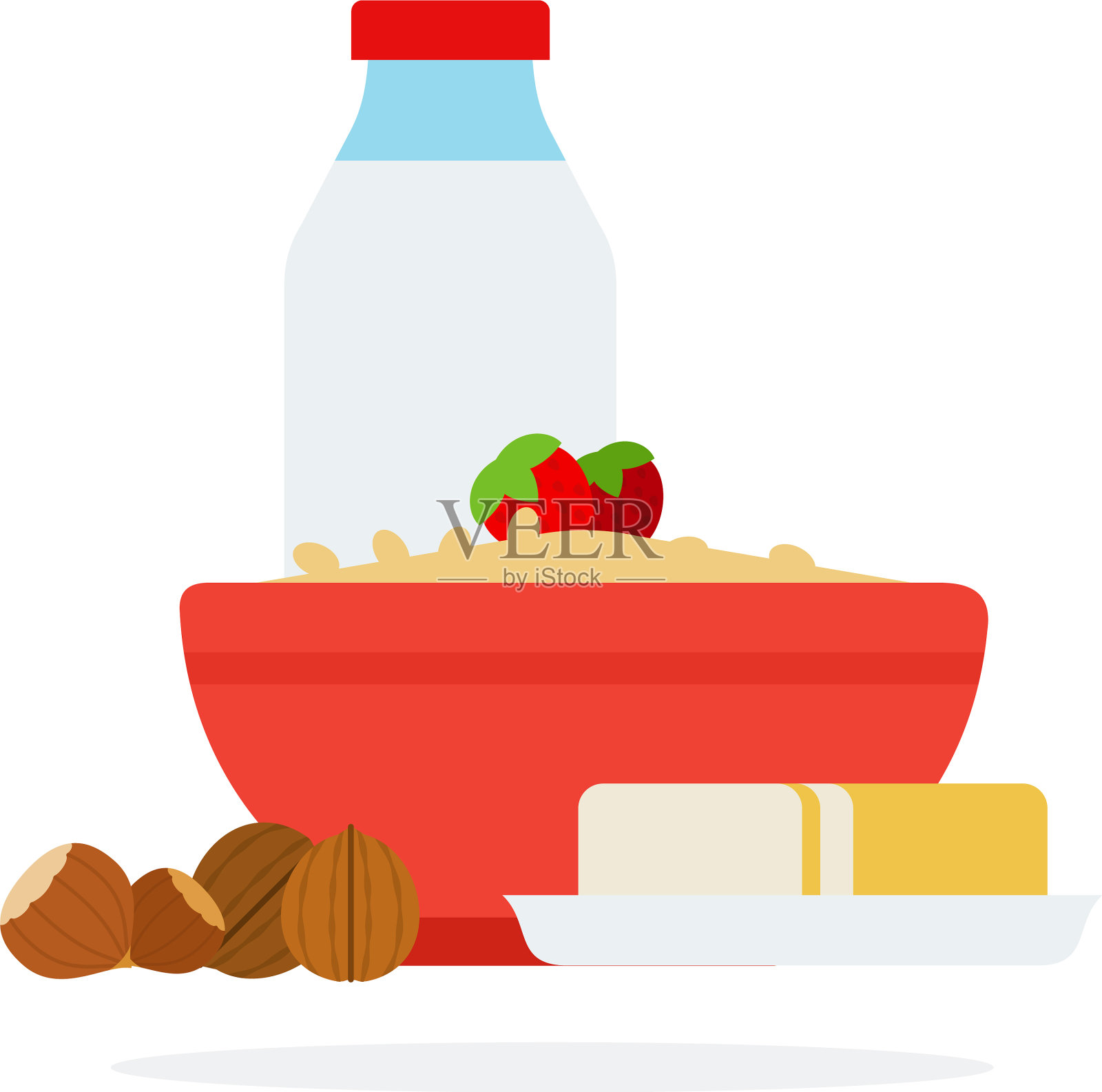 早餐燕麦片和浆果设计元素图片