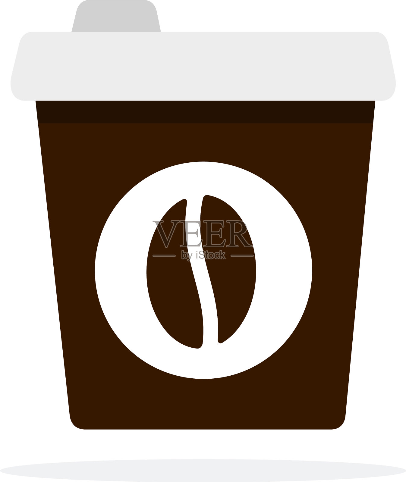 中杯咖啡塑料杯，杯盖平整隔离图标素材