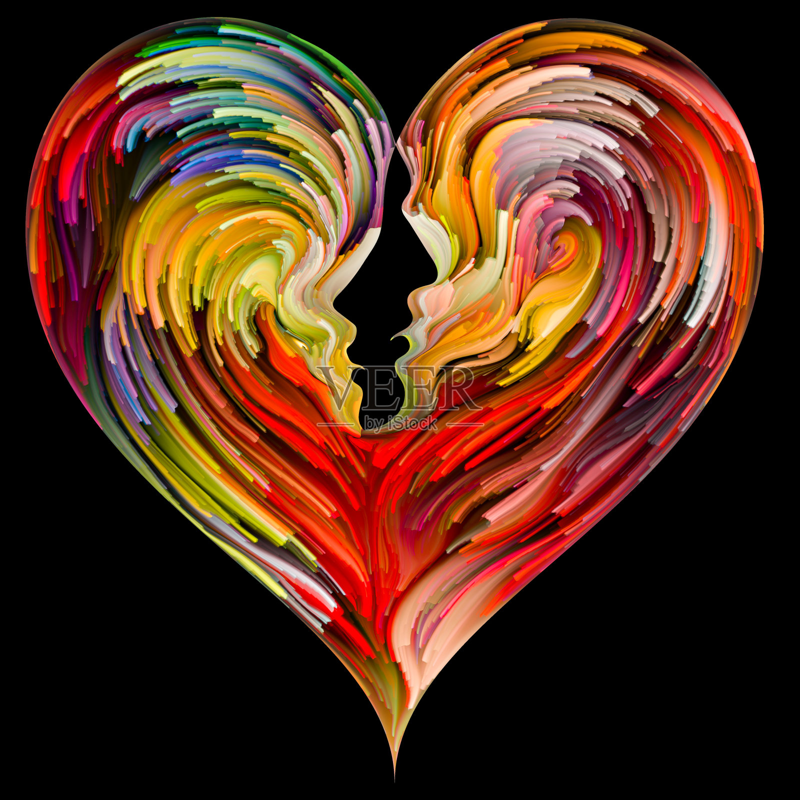 融合的心插画图片素材