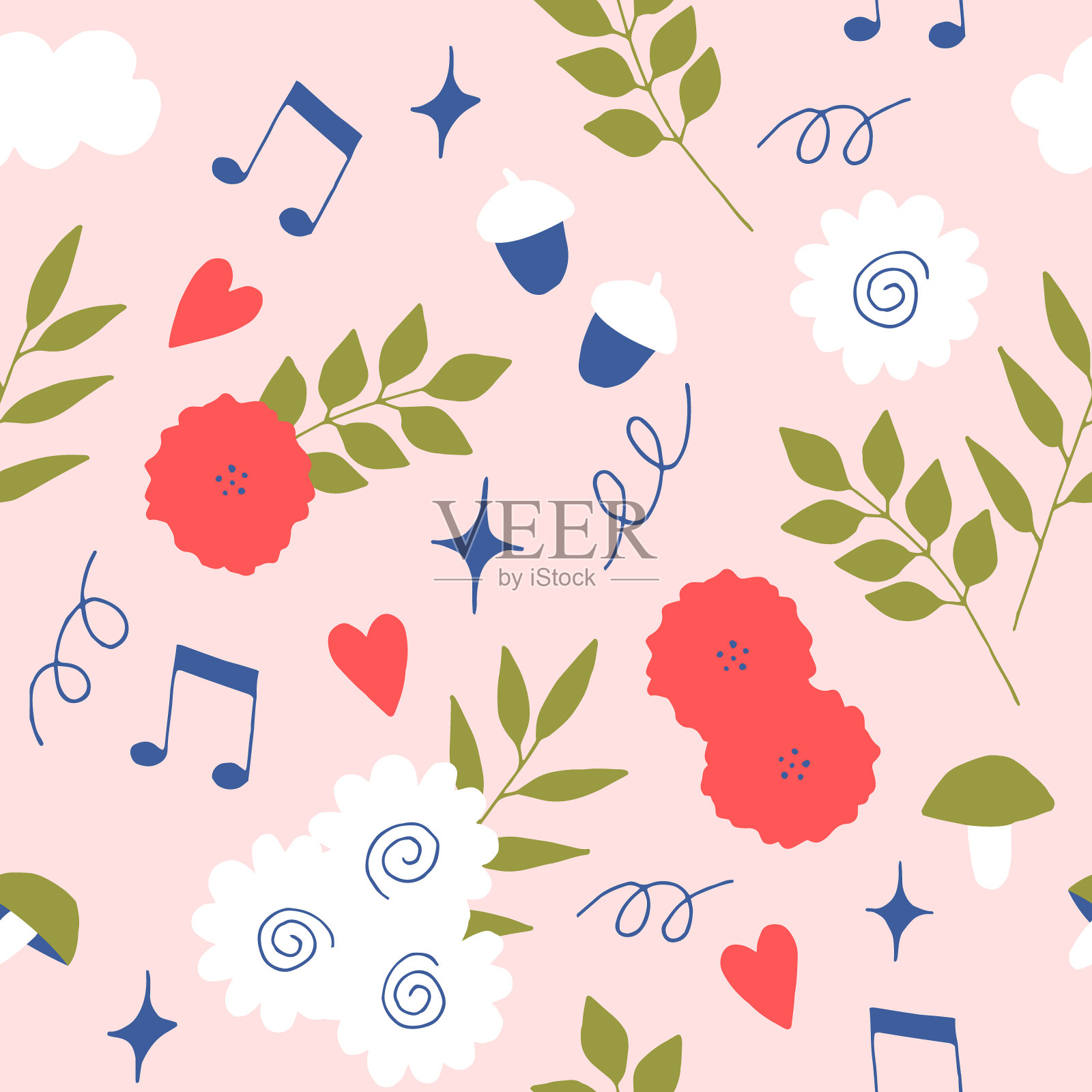 浪漫的无缝模式插画图片素材