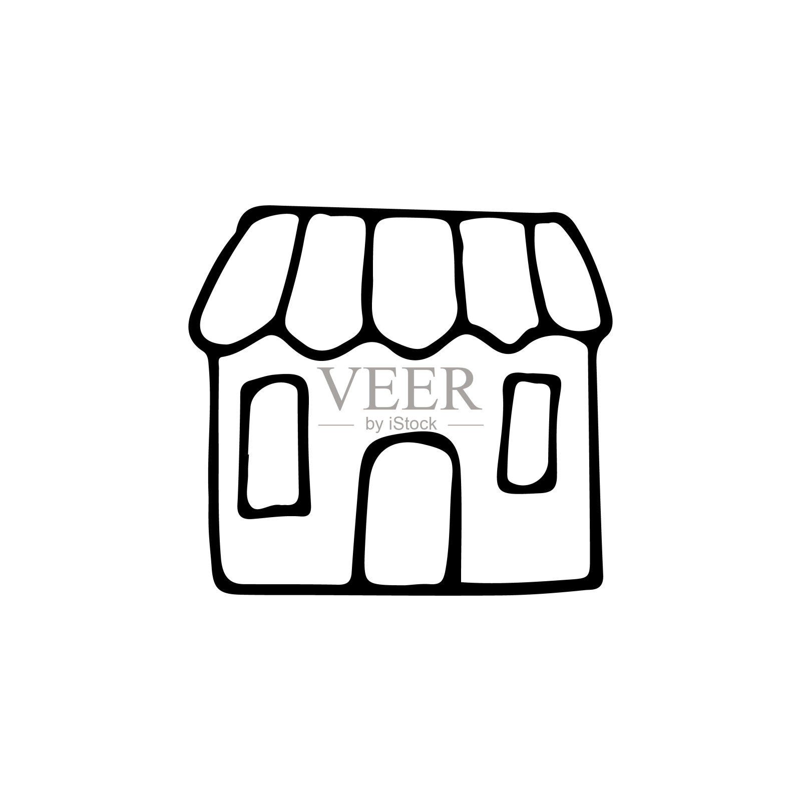 涂鸦商店矢量插图。手绘存储矢量插图上的白色背景设计元素图片