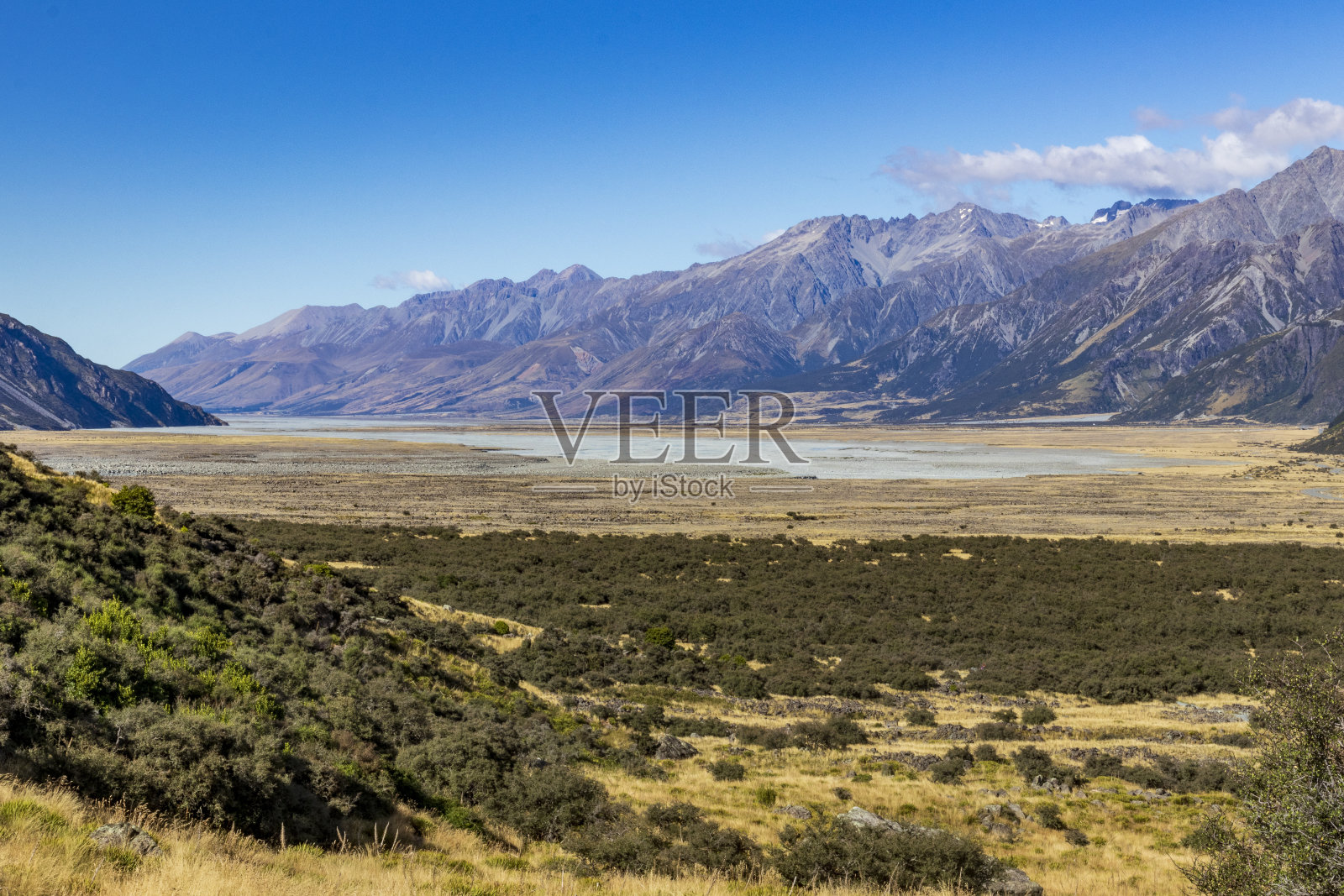 新西兰塔斯曼冰川附近的景观照片摄影图片