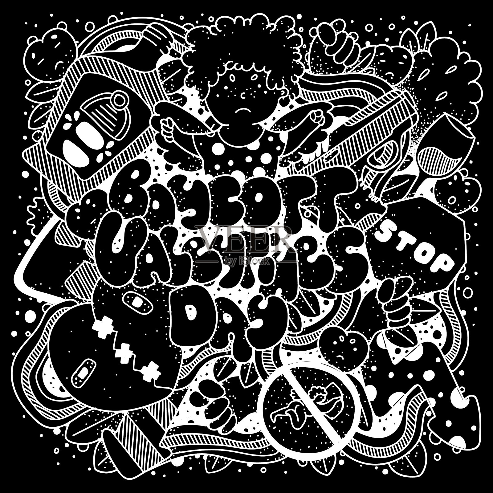 抵制情人节贺卡插画图片素材