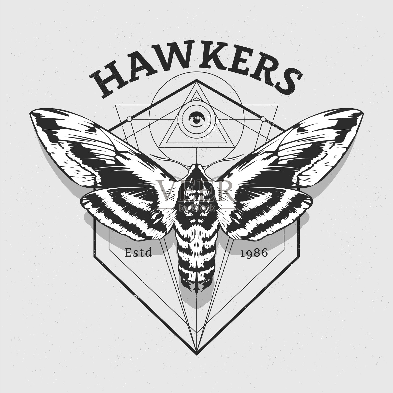 设计与蛾和神圣的几何学插画图片素材