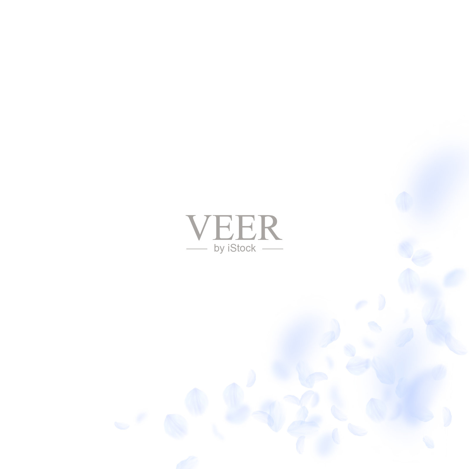 淡蓝色的花瓣落下来刺眼ro插画图片素材