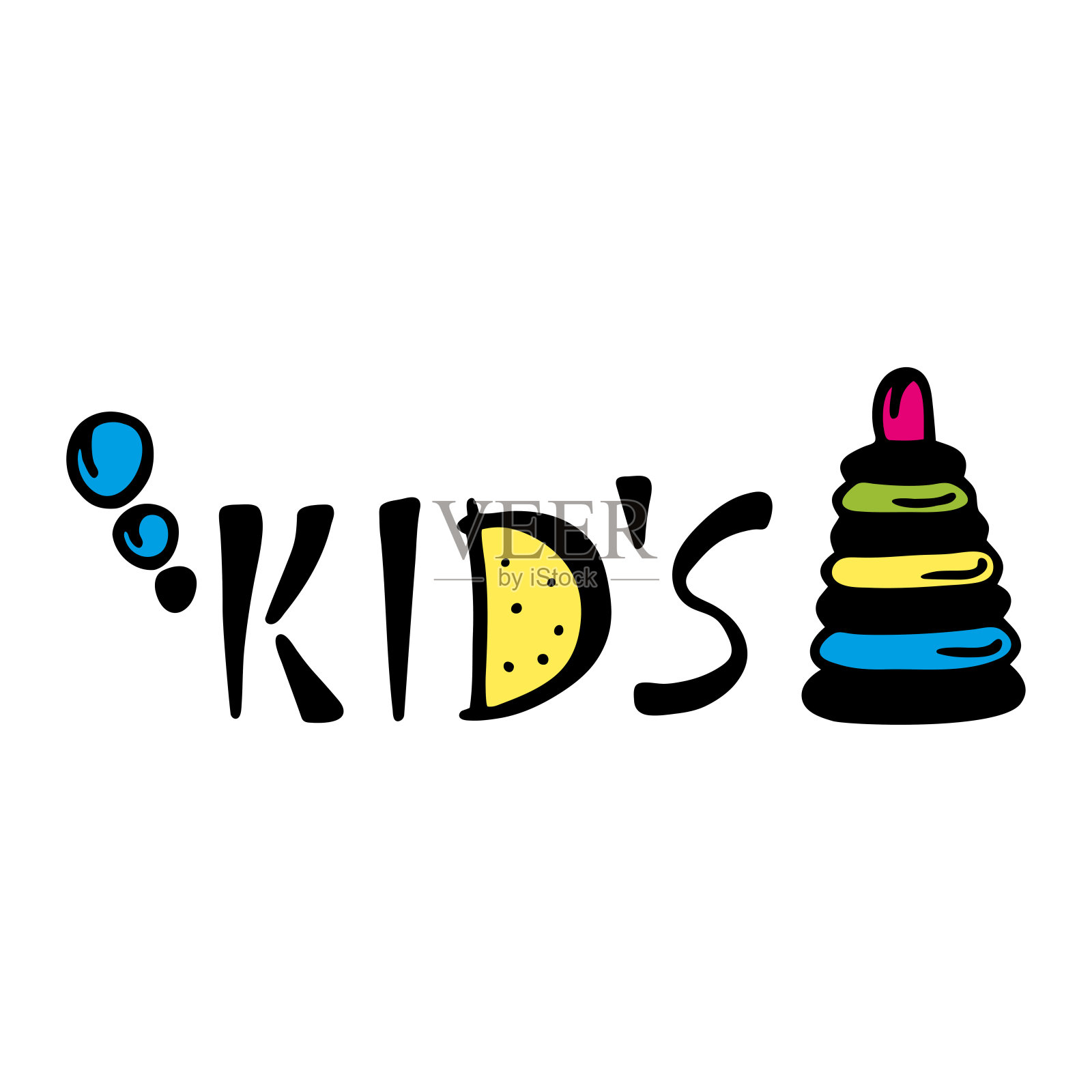 手绘字母的孩子孤立在白色的背景。儿童游乐场的标志。涂鸦，简单的大纲插图。可用于纺织品、纸张等表面的装饰。插画图片素材