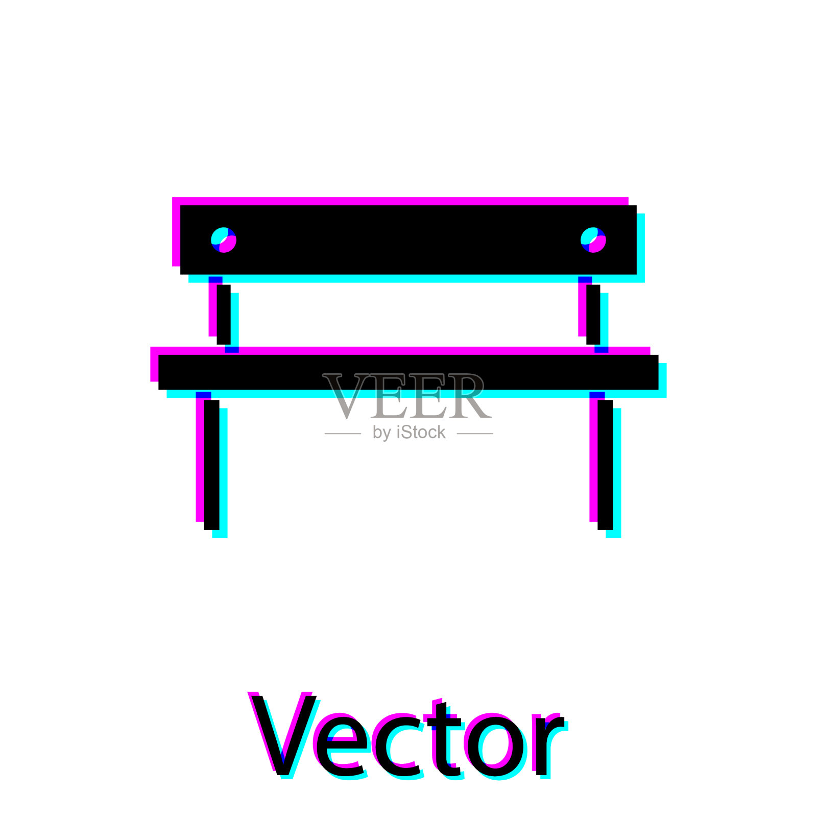 黑色长凳图标孤立在白色背景插画图片素材