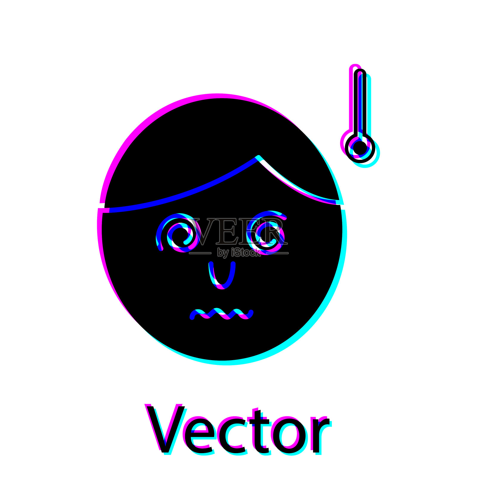 人黑体温高或发热插画图片素材