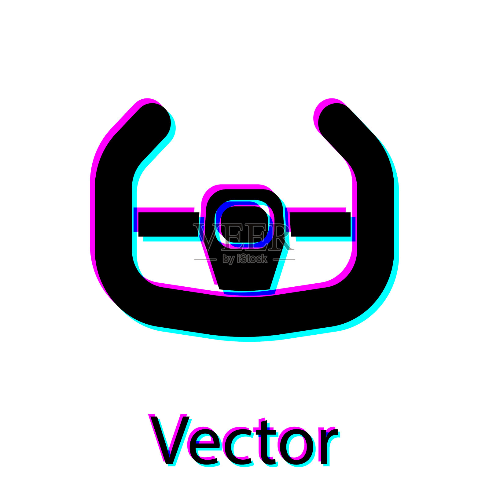 黑色运动方向盘图标孤立在白色插画图片素材