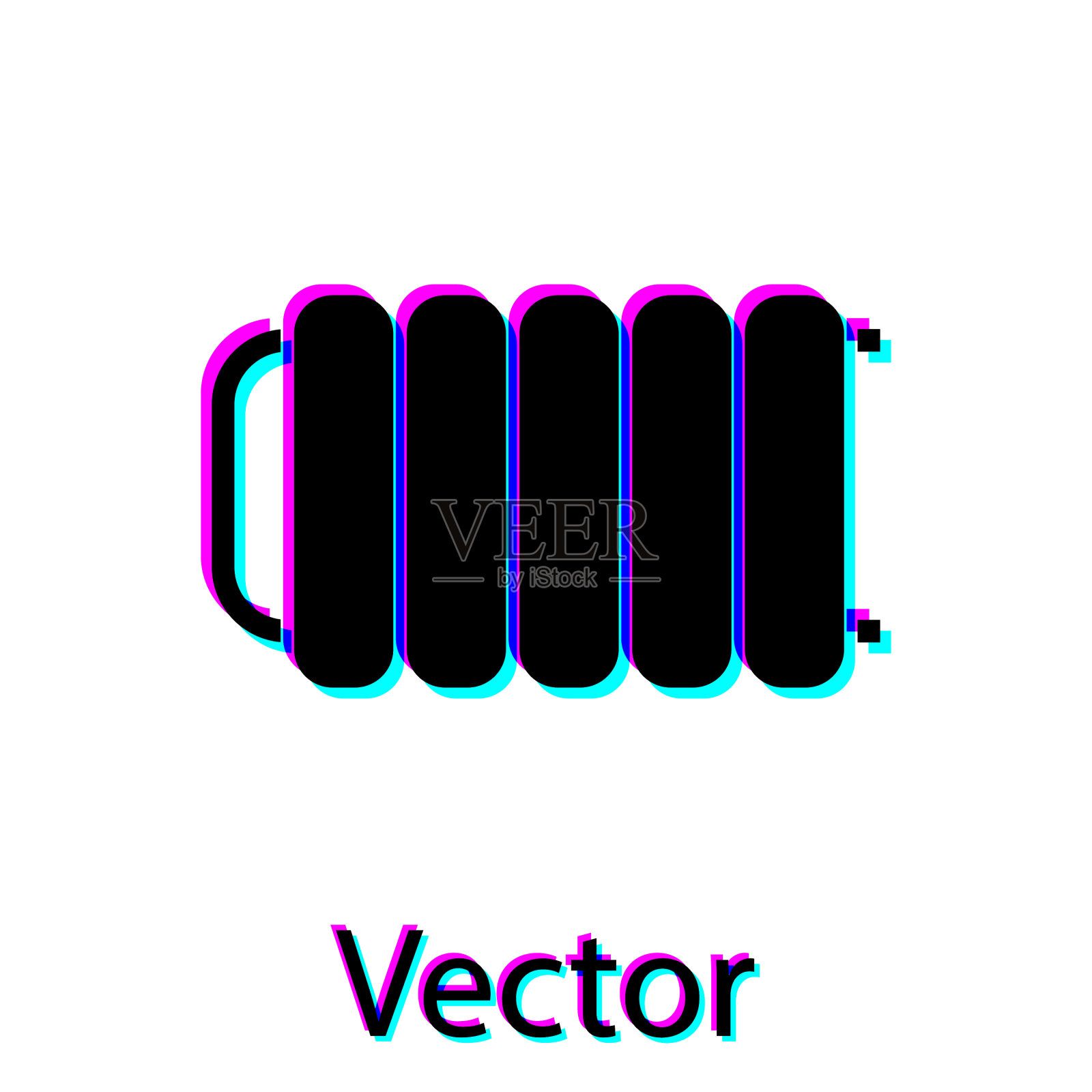 黑色散热器图标隔离在白色上插画图片素材