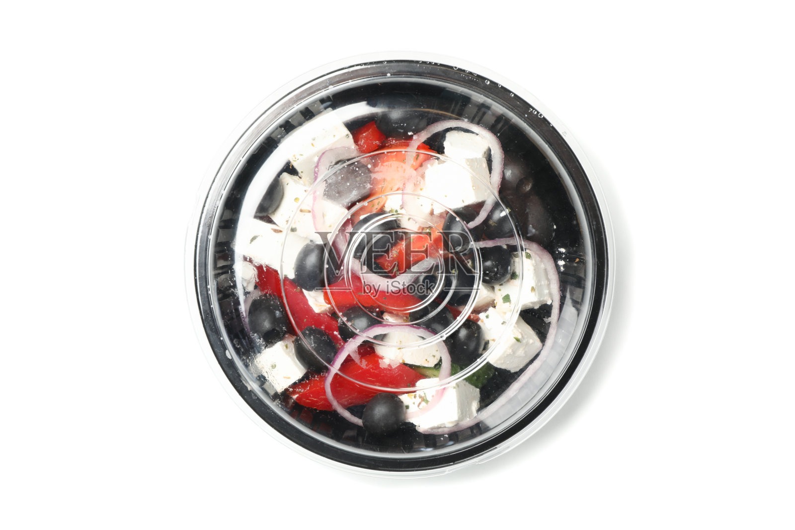 沙拉在外卖盒中孤立在白色背景上照片摄影图片