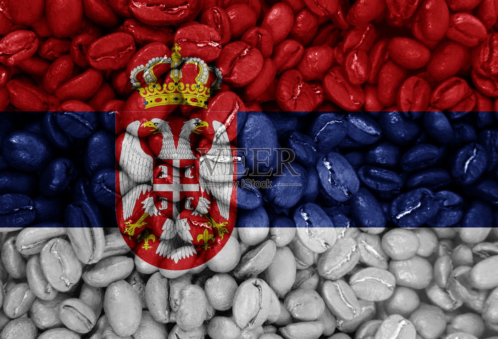 带有国旗背景的咖啡照片摄影图片