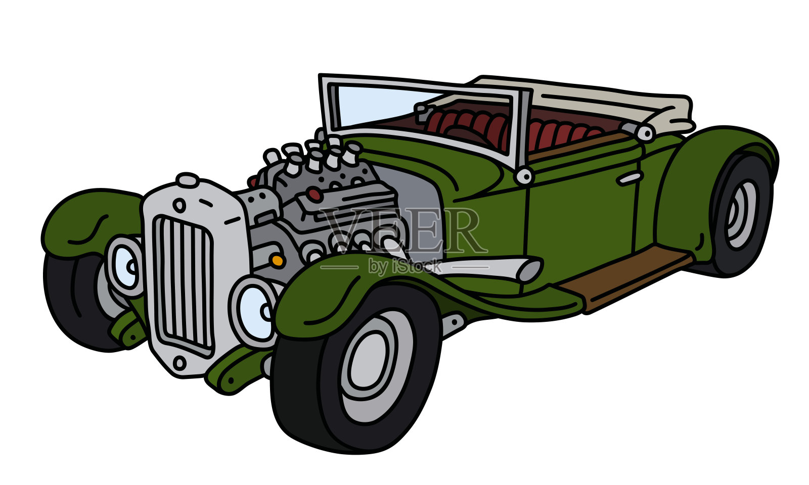 有趣的绿色敞篷车设计元素图片