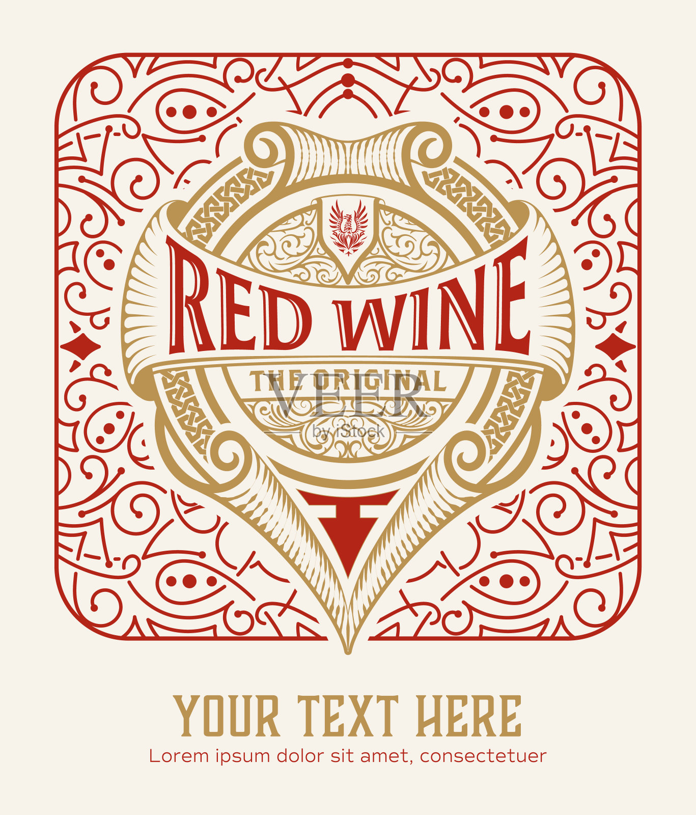 复古葡萄酒标签与花卉框架。向量的分层插画图片素材