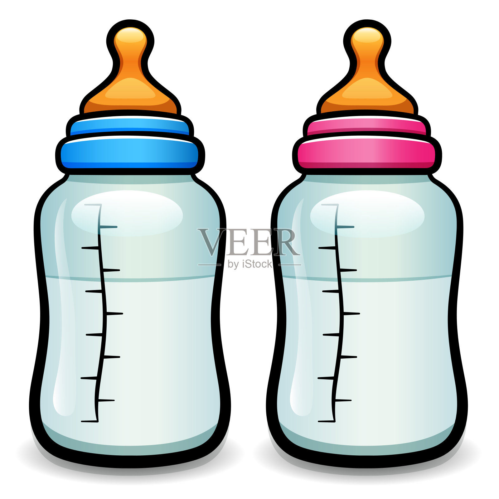 矢量卡通婴儿瓶隔离设计元素图片