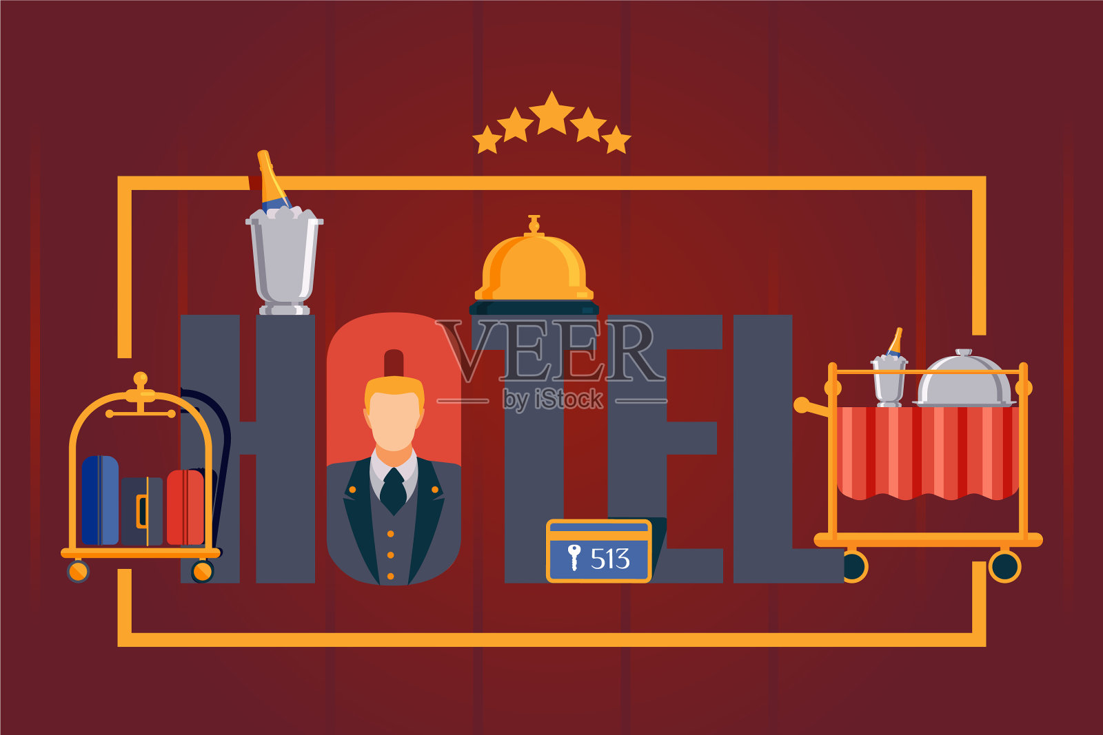 酒店印刷海报插画图片素材