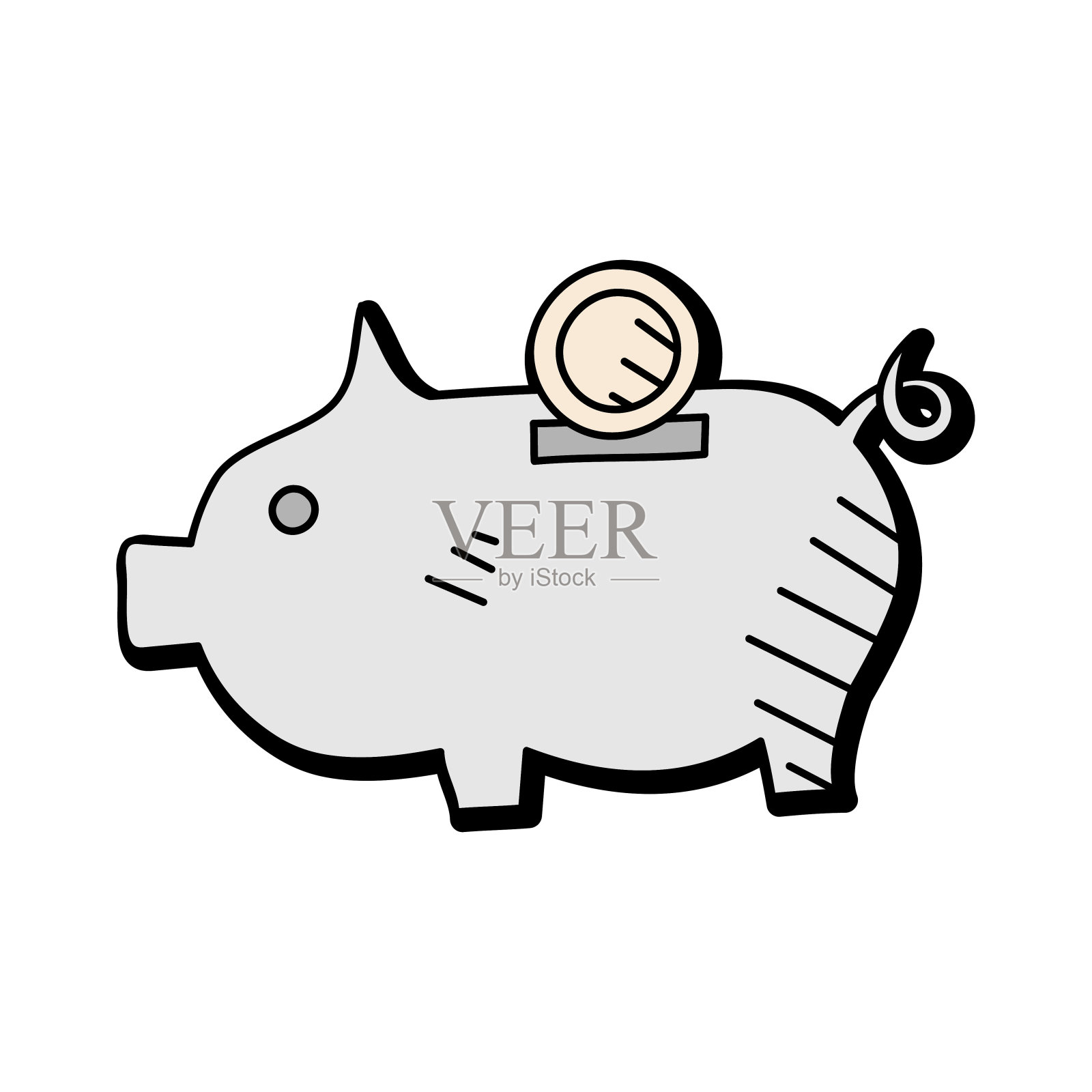 手绘储蓄罐图标。商业符号插画图片素材