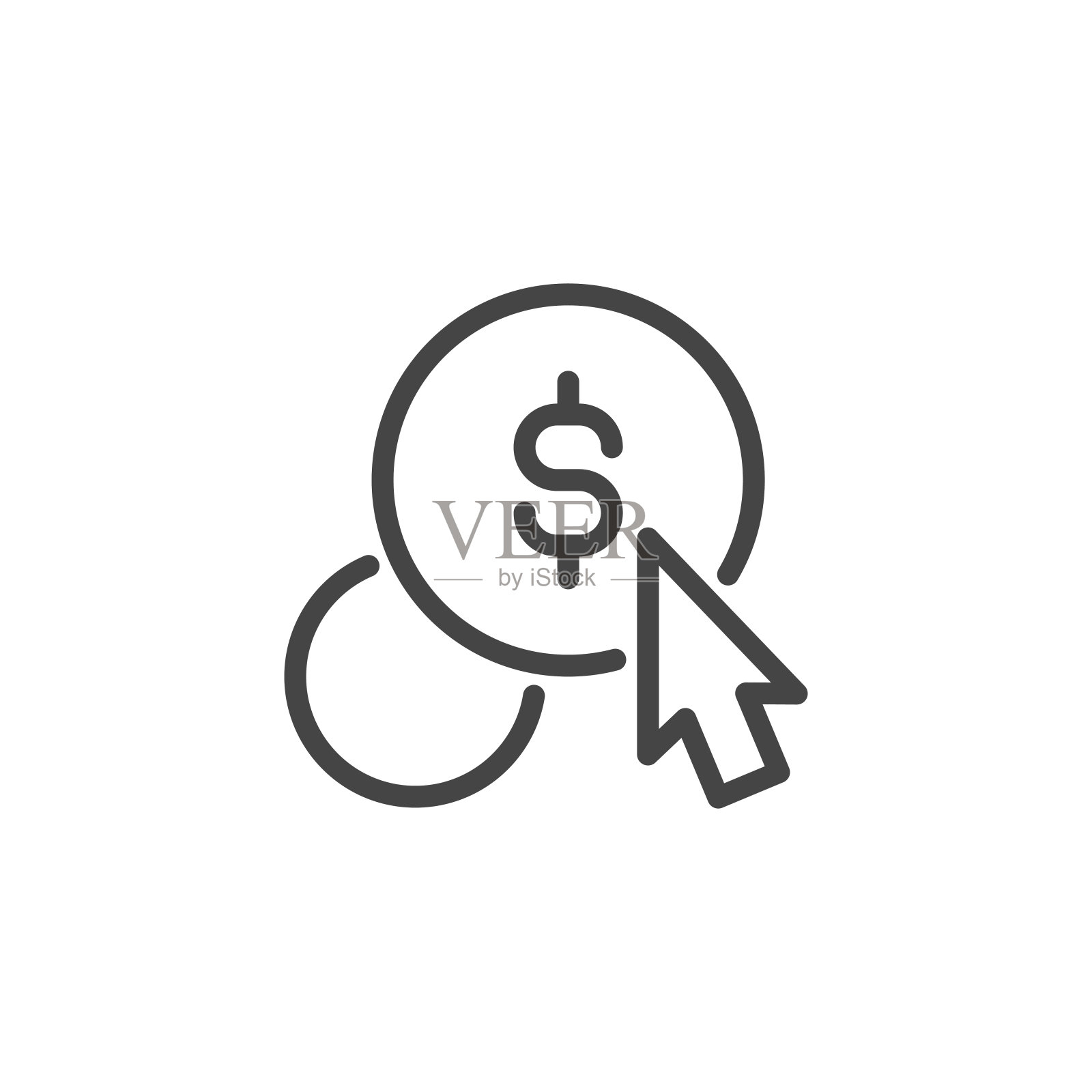 电脑鼠标和美元图标。点击金钱标志。在线金融标签用于银行网站和应用程序，商店，支付，资金管理。矢量插图孤立在白色上插画图片素材