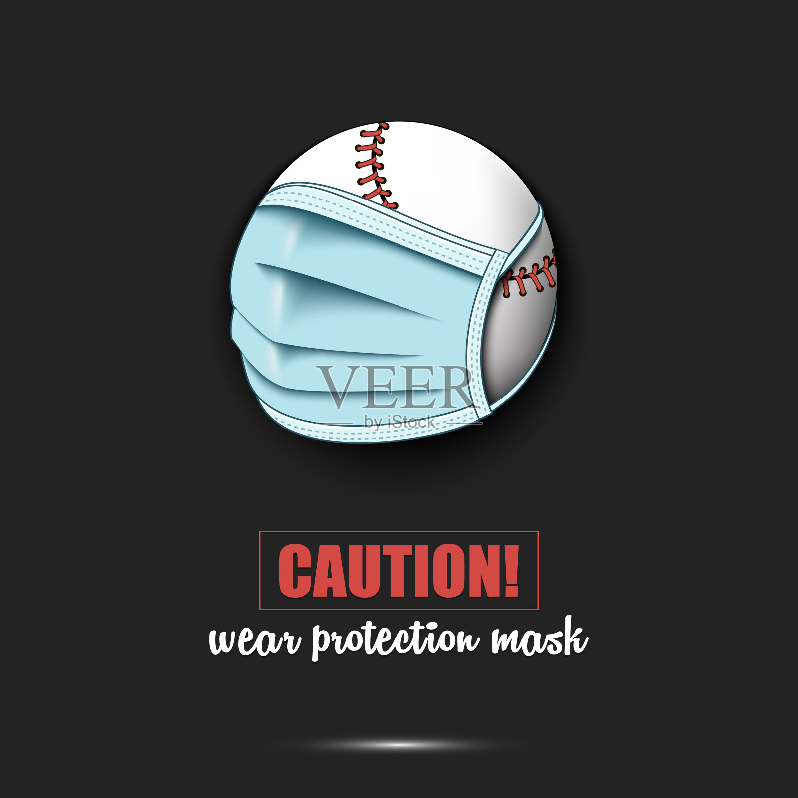 带防护面具的棒球插画图片素材