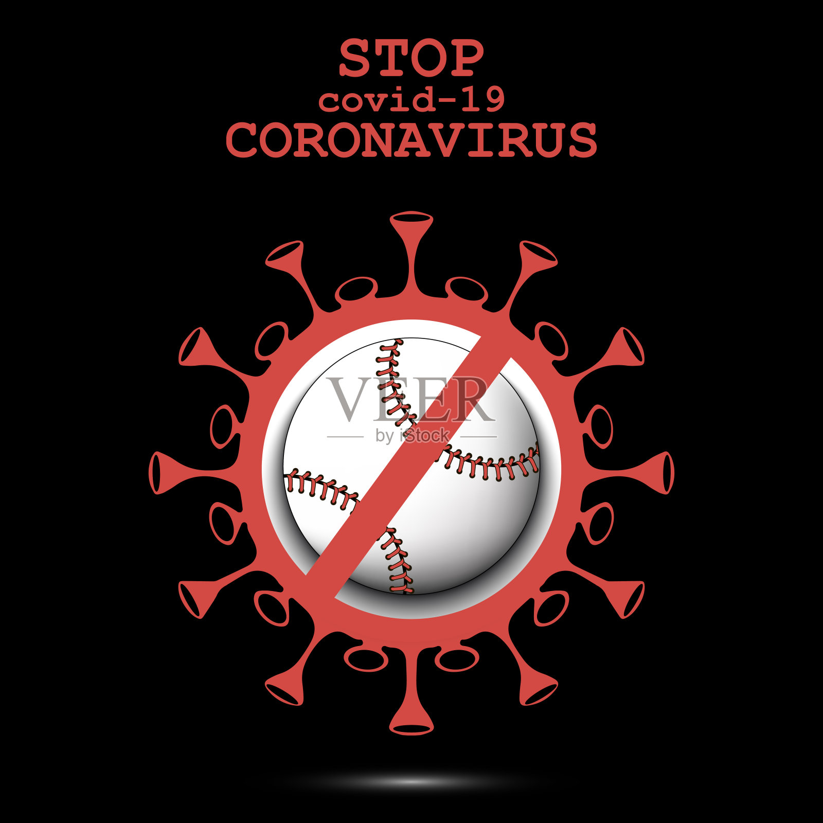 冠状病毒标志用棒球插画图片素材
