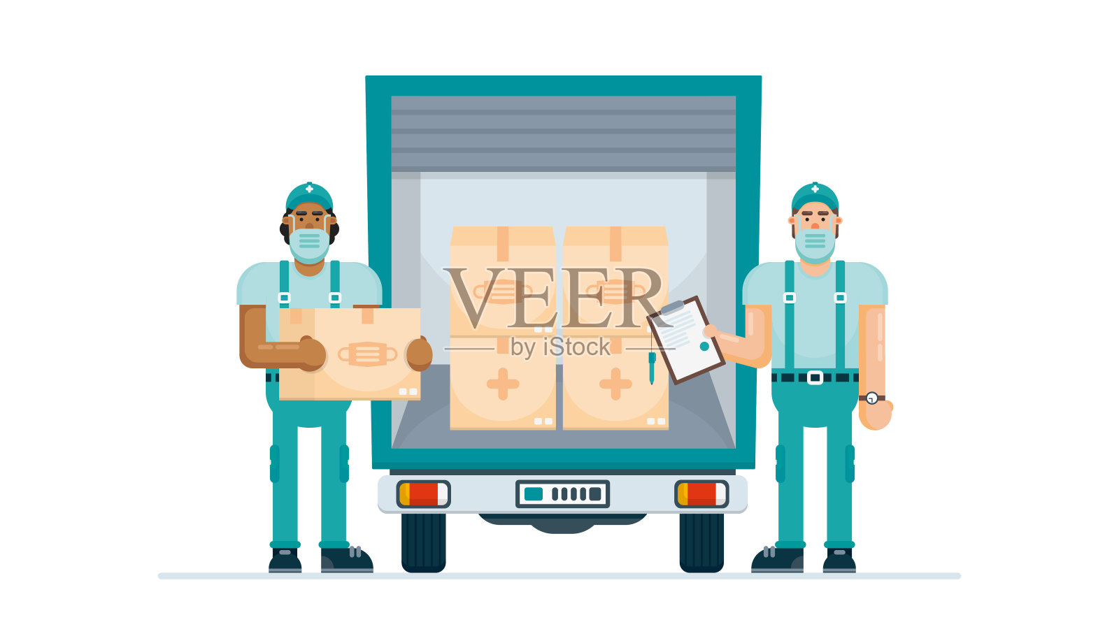 医疗物资交付插画图片素材
