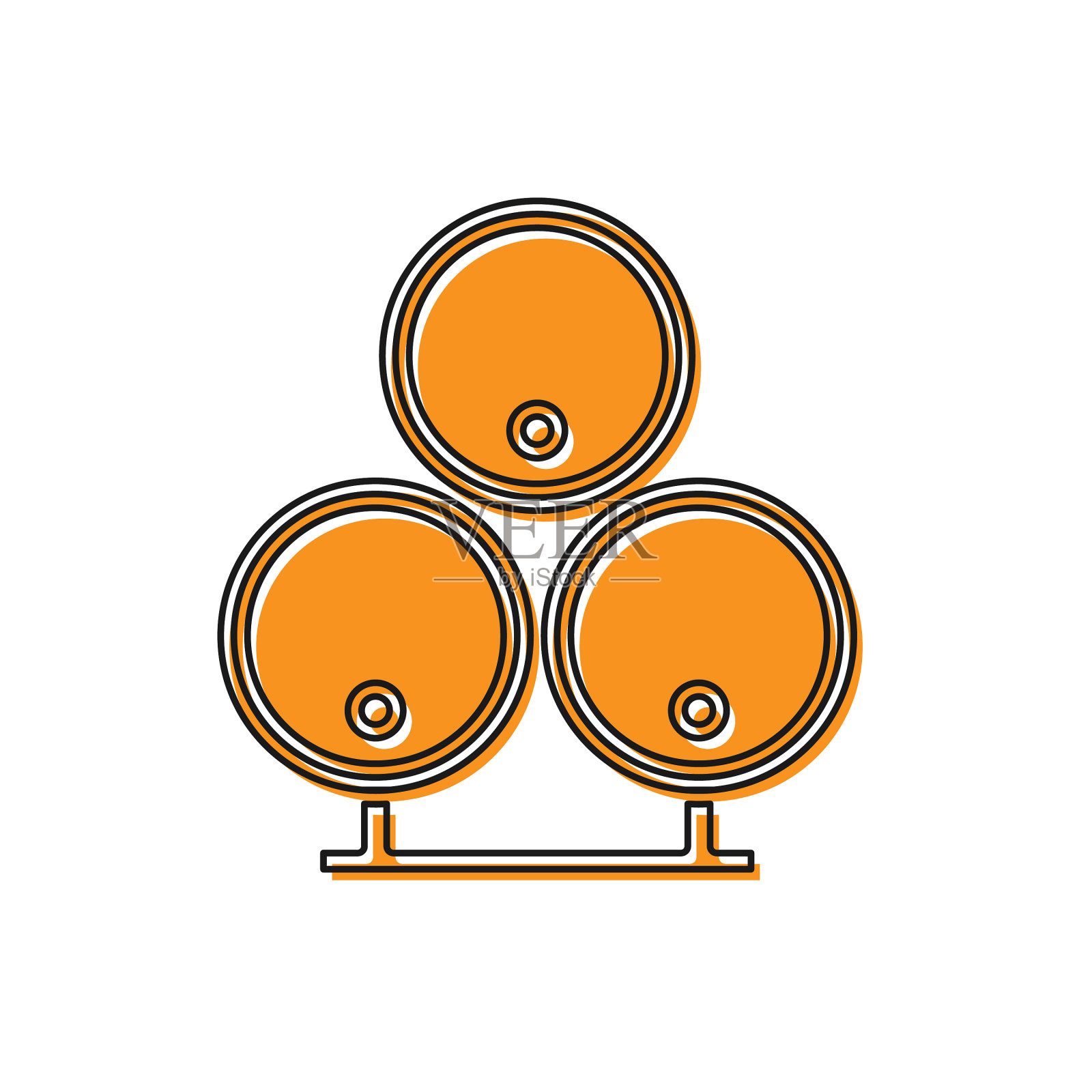 橙色木桶图标孤立在白色插画图片素材