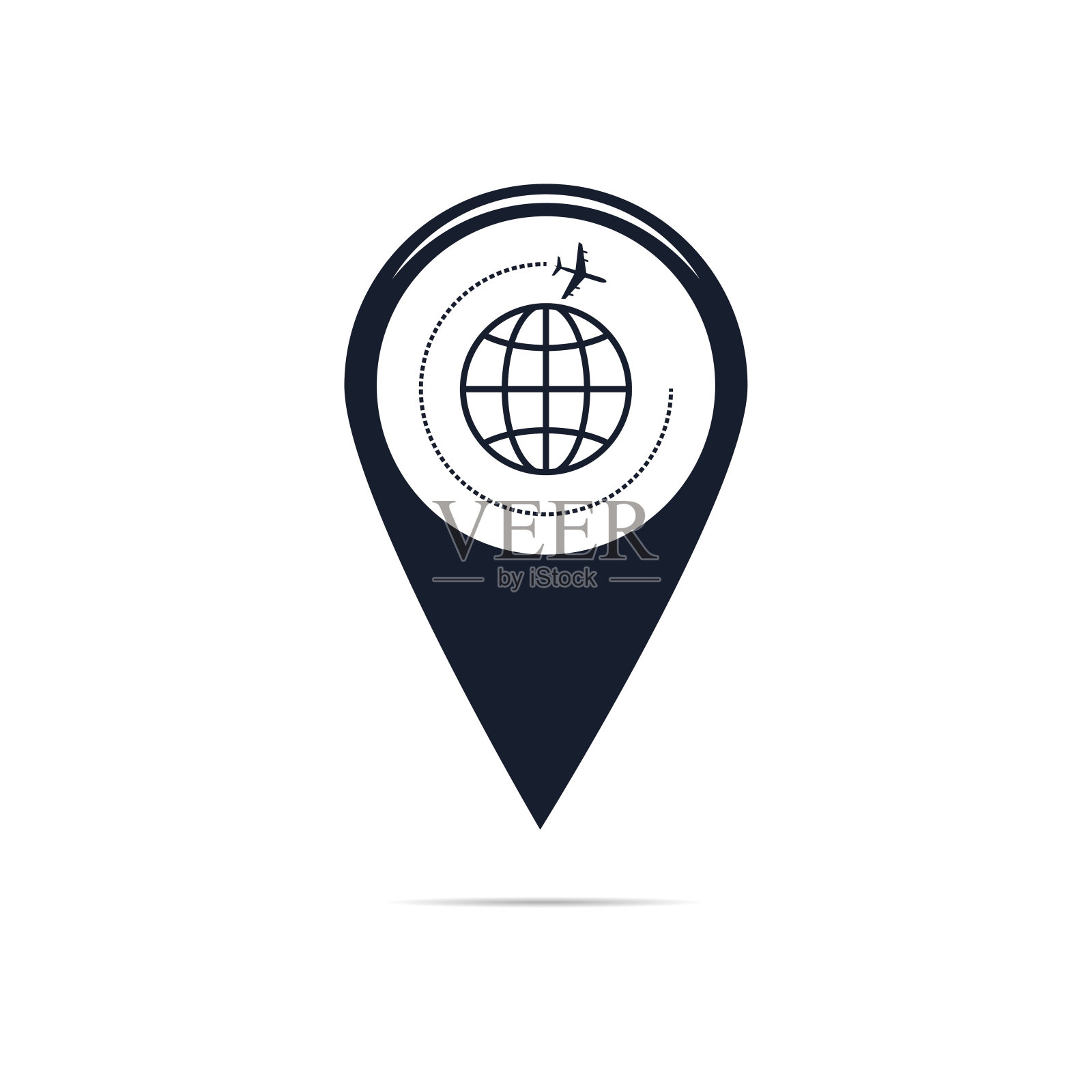 地图指针与飞机图标地图指针。矢量插图eps 10图标素材