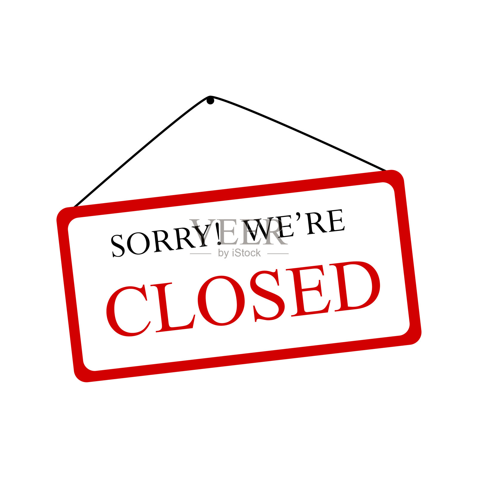 门上写着“对不起关门了”，白色的，红色的笔画设计元素图片