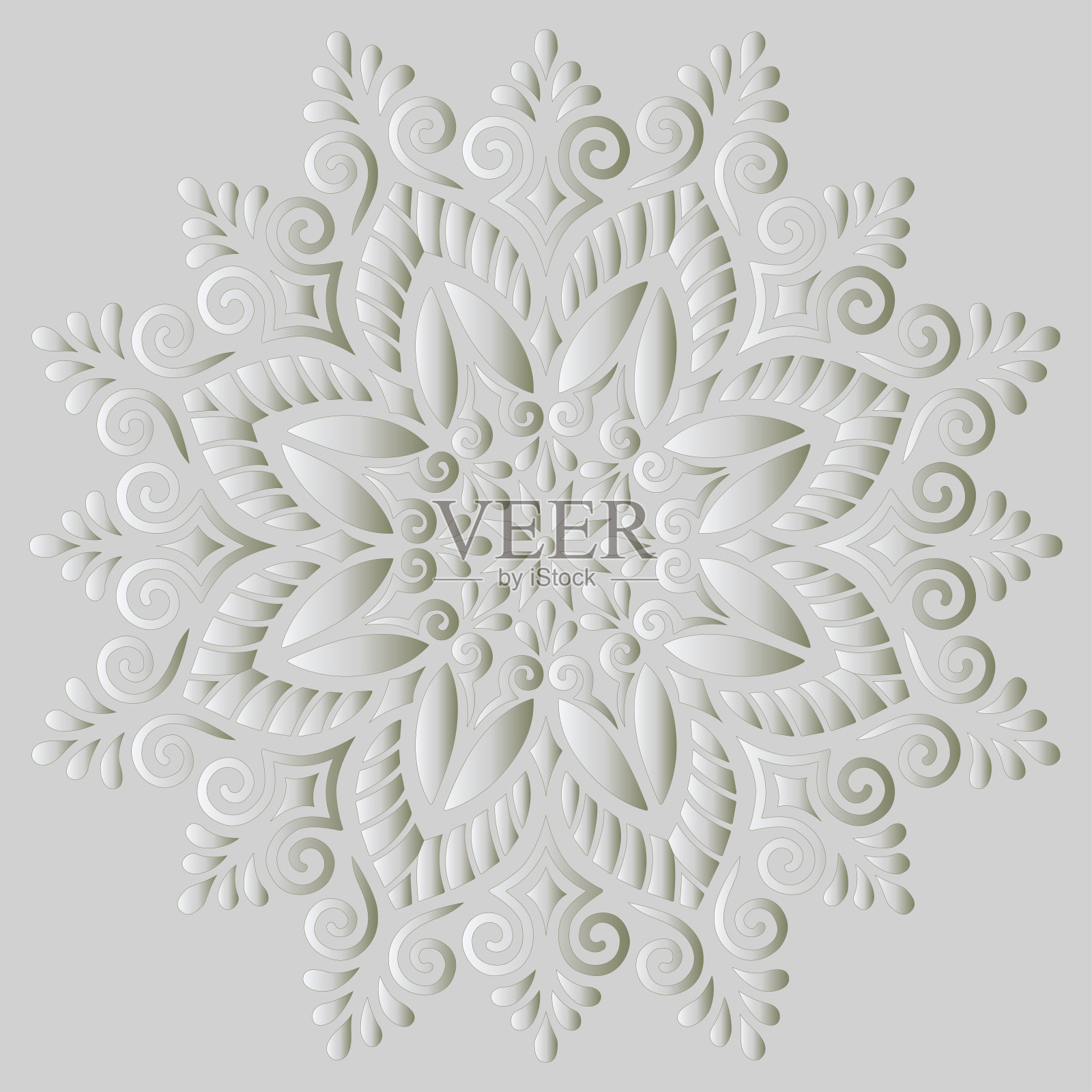 曼陀罗图案白色渐变好心情插画图片素材