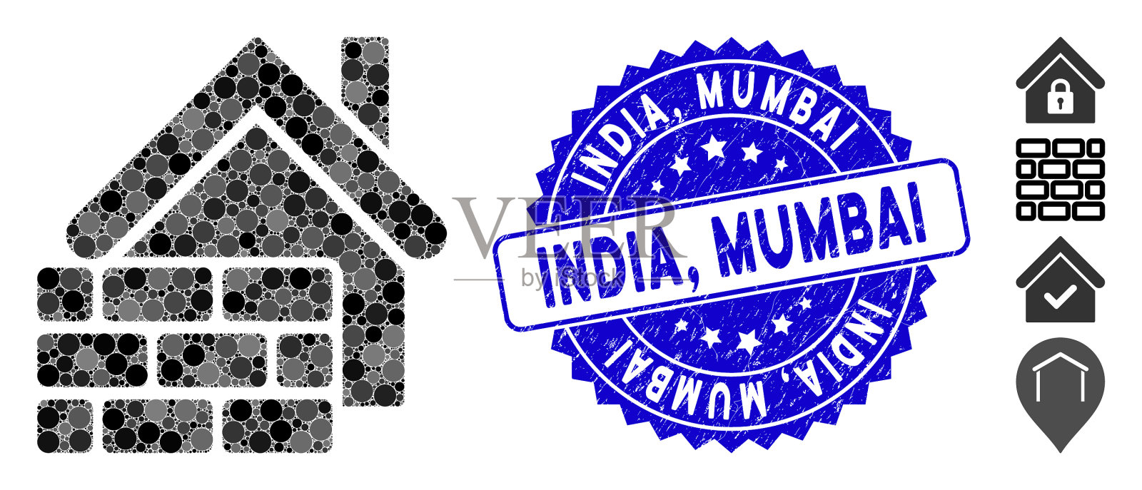 马赛克房地产砖墙图标纹理印度插画图片素材